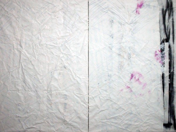"Combust," 2010. Marker, spray paint, and house paint on canvas (diptych). 72 x 96"