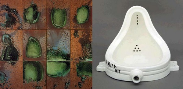Andy Warhol, Oxidation, 1978. Marcel Duchamp, Fountain, 1917/1964.