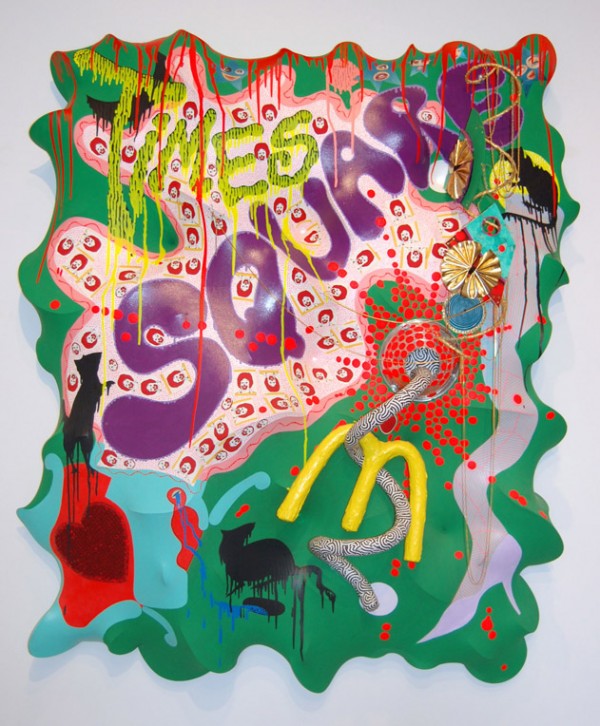 Eric Hibit, "Times Square" 2010, fabric stretched over wire with various media, Couresy of Curator's Office, Washington, DC