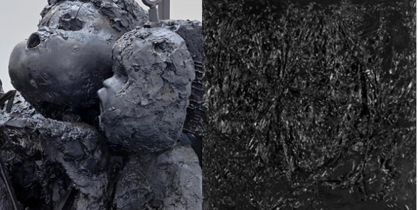 Paul McCarthy, "Ship of Fools, Ship Adrift," 2010; Alberto Burri, "Nero Plastica L.A.," 1963.