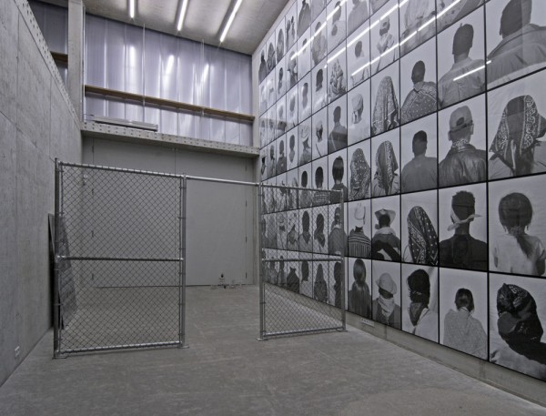 Exhibition view, Metal Fence, Cady Noland, 1990, 89 Huichols, Santiago Sierra, 2006, Courtesy of KOW Berlin