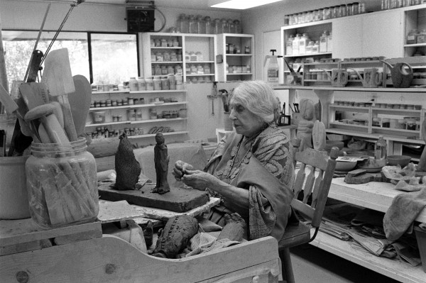 Beatrice Wood in her studio