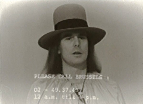 James Lee Byars taking questions on TV in Germany, 1969.