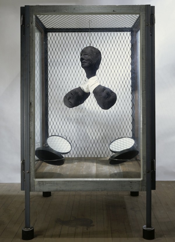 Louise Bourgeois, Cell XXIV (Portrait), 2001, steel, stainless steel, glass, wood and fabric, 177.8 x 106.7 x 106.7 cm. Courtesy Hauser & Wirth and Cheim & Read. Photo: Christopher Burke. © Louise Bourgeois Trust.
