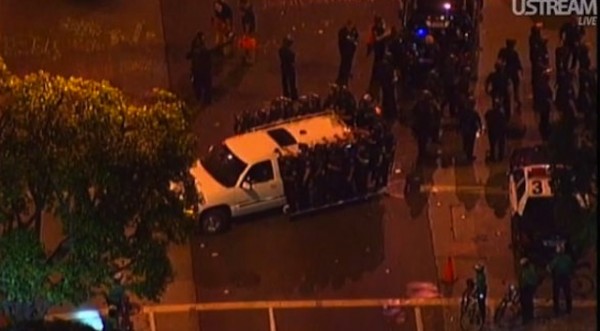 A U-streamed image from the July 12 Art Walk mayhem.