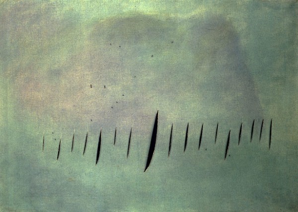Lucio Fontana, Concetto spaziale, Attese 58 T 2 (Spatial Concept, Expectation 58 T 2), 1958.