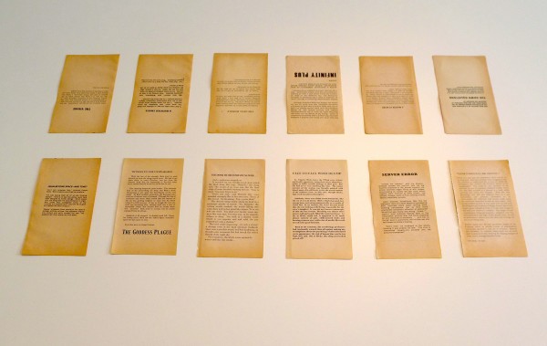 Tony Discenza, Pulps series, 2012. Inkjet on found paper, each approx. 7 x 4