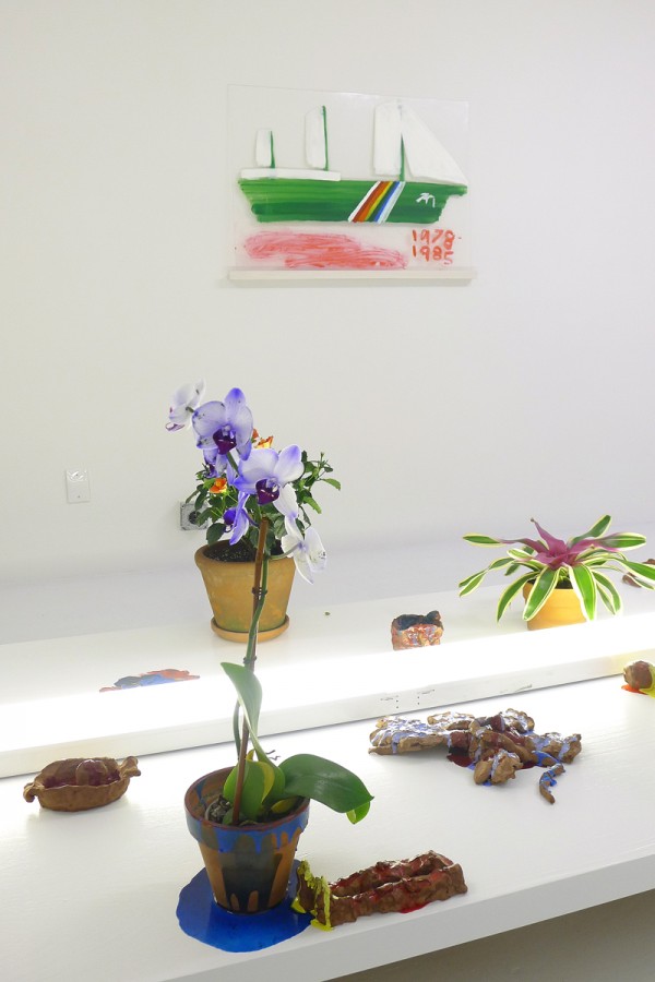 Be Mysterious [detail] clay, paint, medium, tropical plants, dimensions variable, 2013. Image courtesy of sophiajacob and the artist.