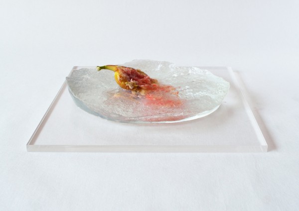 Yukihiro Kaneuchi, "Plate" from "Lamia" series, 2013. Dyed resin and fig.