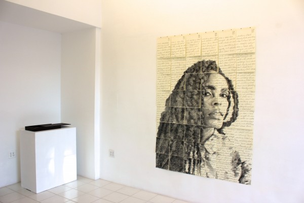 Kenturah Davis. Narrative IV, 2014; grease pencil on paper, Wenge wood box; 75 x 54 in. Courtesy of the Artist and Papillion, Los Angeles.