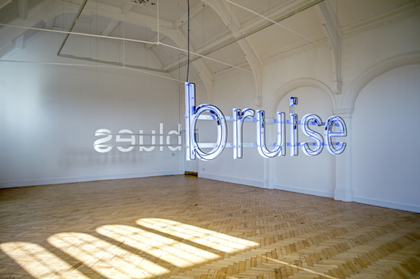 Glenn Ligon. Untitled (Bruise/Blues), 2014; painted neon, size variable. Courtesy of the Artist and Camden Art Centre, London. Photo: Valerie Bennett