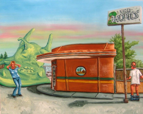 Jesse Wiedel. The Tropics, 2013, oil on wood, 16 x 20”. Courtesy of the Artist.