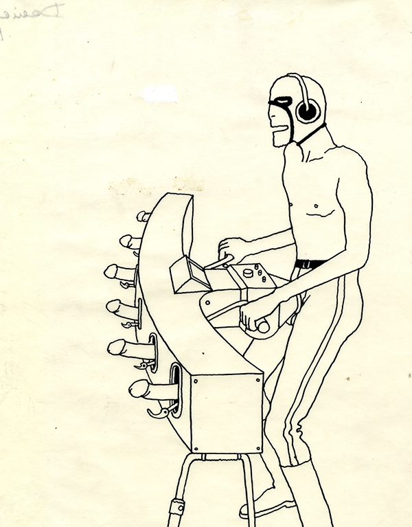 4.Tomi Ungerer. Untitled (drawing for Fornicon), 1969; ink on tracing paper; 14 x 11 in. Courtesy of the Collection Musée Tomi Ungerer – Centre international de l’Illustration, Strasbourg. Photo: Musées de la Ville de Strasbourg.