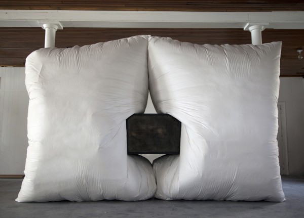 Ian McMahon. Double Hull, 2012; mixed media; 9 x 16 x 6 ft.