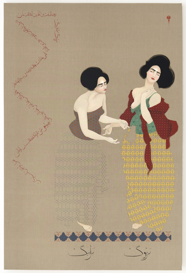 Hayv Kahraman. Barboog, 2014; oil on linen; 108 x 72 in.©Hayv Kahraman. Courtesy of the artist and Jack Shainman Gallery, New York.