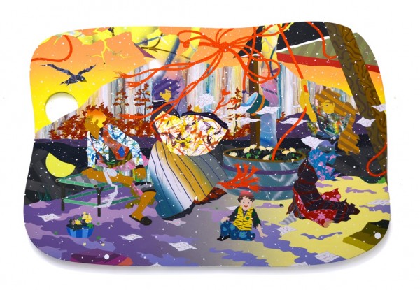 Tomokazu Matsuyama. Warm Water, 2015; acrylic and mixed media on canvas; 67 x 104 in. Courtesy of the Artist and Gallery Wendi Norris, San Francisco.