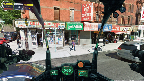 Jonathan Zawada, Street View / Road to Mecha, 2013; screen shot, Brooklyn, NY. Photo: Amelia Rina