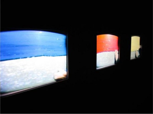 Jaime Davidovich. Blue/Red/Yellow, 1974; three video installations; dimensions variable. Courtesy of the Artist and Henrique Faria, New York.