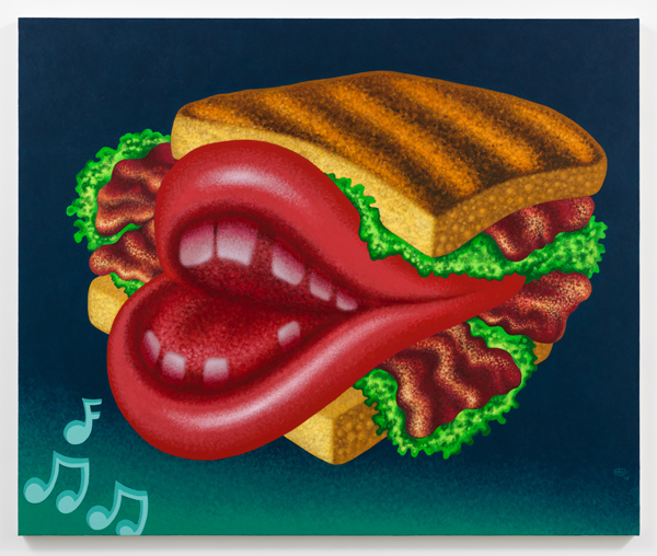Peter Saul. Singing Sandwich, 2014; acrylic on canvas; 60 x 72 inches. Courtesy of David Kordansky Gallery. Photo: Fredrik Nilsen.