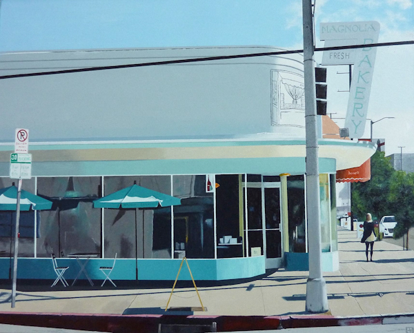 John Tierney. Magnolia Bakery, W 3rd St, LA, 2012; oil on canvas; 30 x 24 inches. Courtesy of the artist.
