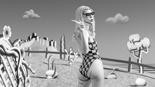 Mary Reid Kelley with Patrick Kelley. Priapus Agonistes, 2013 (video still). Single-channel HD video, black and white, sound; 15:09 min. Courtesy of the Artists; Susanne Vielmetter Los Angeles Projects; Fredericks & Freiser Gallery, New York; and Pilar Corrias, London.