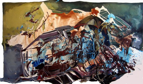 Zahra Nazari. Cityscape Remix, 2012; acrylic on canvas; 83 x 141 inches. Courtesy of the artist.