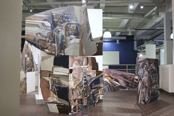 Zahra Nazari. Inside Out Installation, 2014; acrylic on wood panel; 100 x 110 and 48 x 30 inches. Courtesy of the artist.