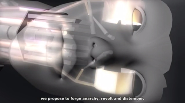 Screenshot from Morehshin Allahyari’s “The 3D Additivist Manifesto” (2015), a collaboration with Daniel Rourke.