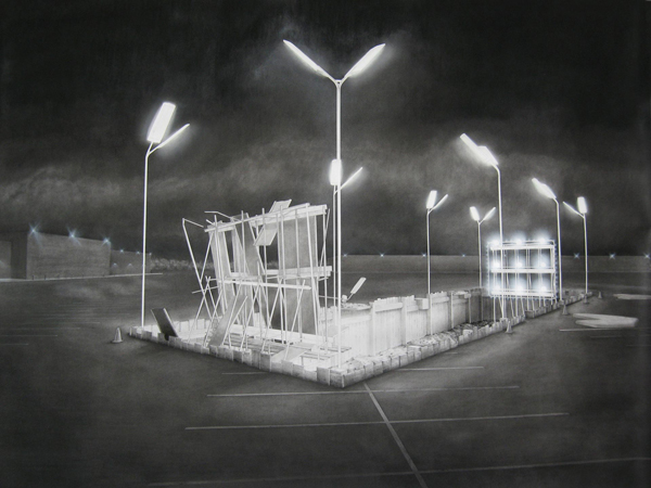Lead Pencil Studio (Annie Han and Daniel Mihalyo). Under the Surface, 2008; charcoal graphite and paint on paper; 71 x 58 in. Courtesy of the Artists.