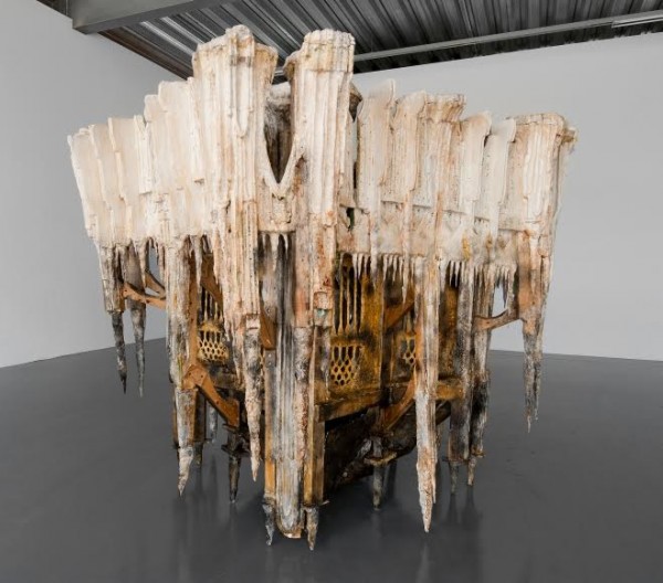 Diana Al-Hadid. Spun Of The Limits Of My Lonely Waltz, 2006;
wood, polystyrene, plaster, fiberglass, pigment;
72 x 64 x 64 in.